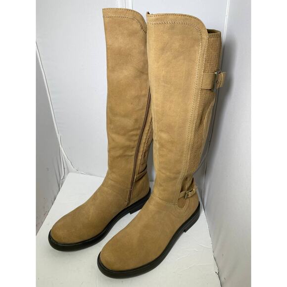 White Mountain faux suede tan high boots riding boot look size 9.5 M - Picture 3 of 11